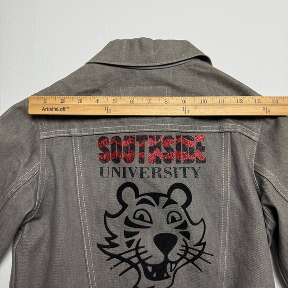 RARE Levi’s Southside University Denim Trucker Jacket In Grey Size: S (8-10) - Picture 8 of 12